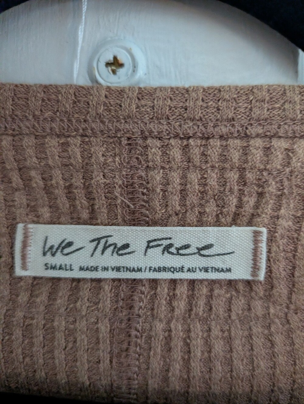 Free People We The Free Oh My Babydoll Thermal Waffle Top Brown Small - Picture 3 of 5